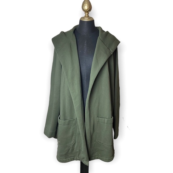 LOFT Sweaters - LOFT Olive Green Long Sleeve Hooded Open Cardigan Size XL